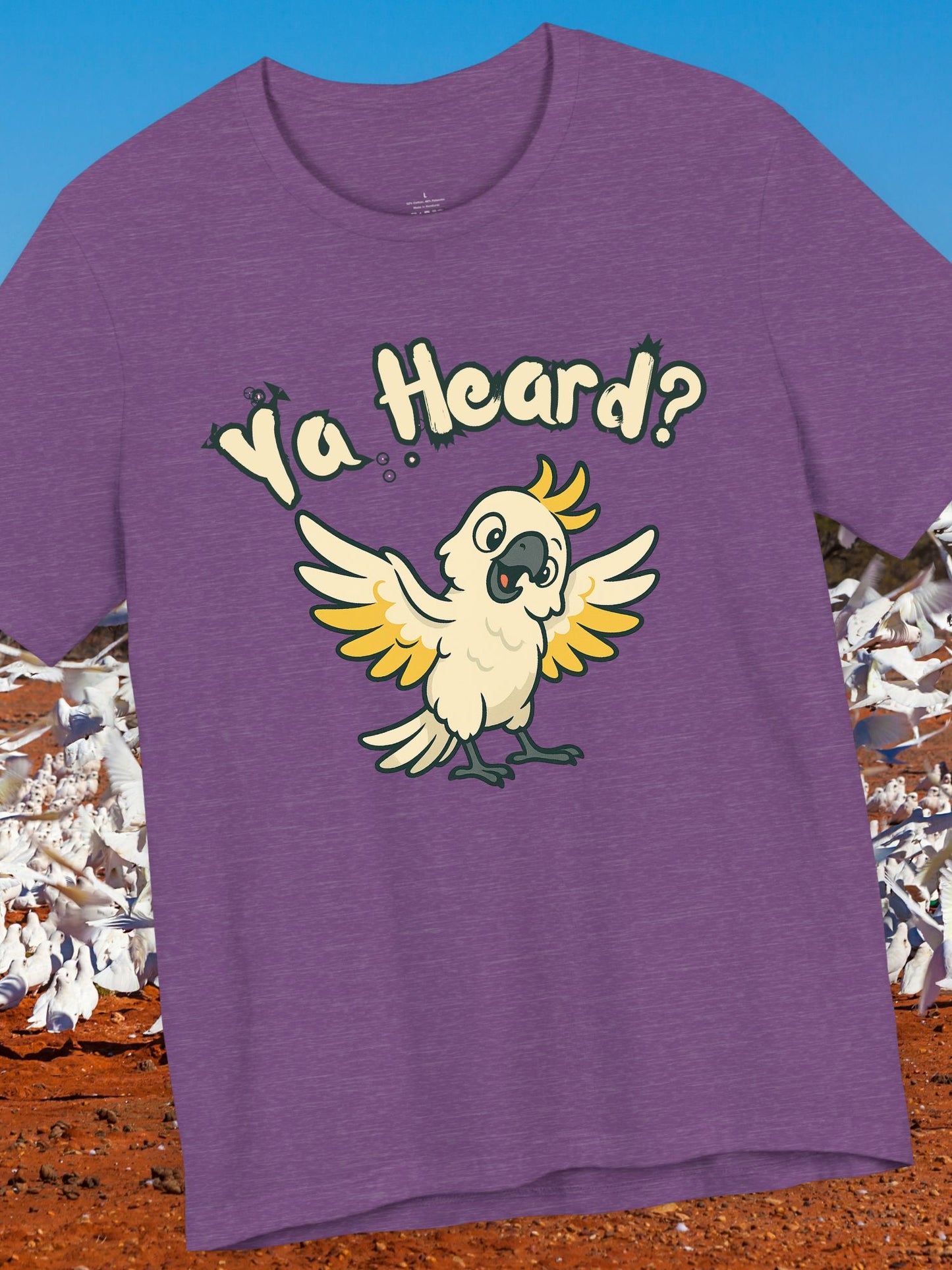 Cute Parrot Graphic Tee - "Ya Heard?" Unisex Jersey T-Shirt, Funny Bird Shirt, Animal Lover Gift, Casual Everyday Wear, Summer Style